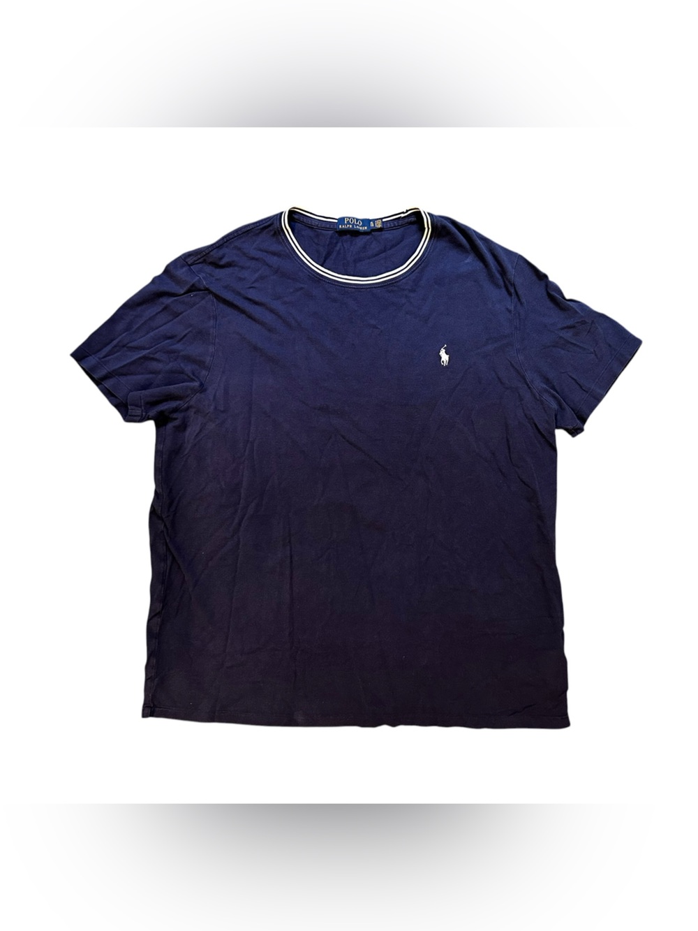 Polo Ralph Lauren navy blue t-shirt with white trim, size XL